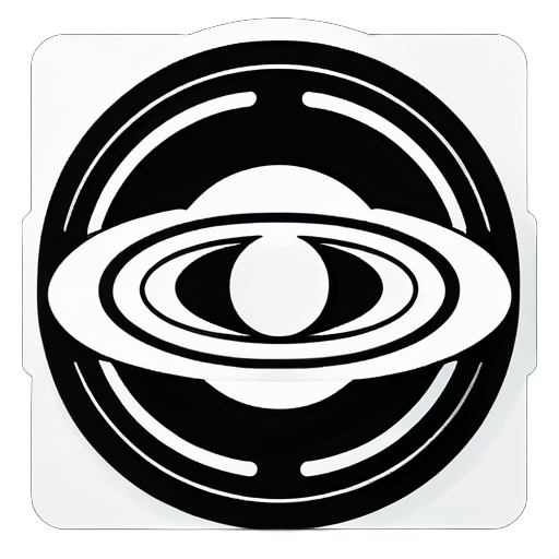 Saturn on Nintendo style，symbols of round and square shapes, only, black and white color sticker