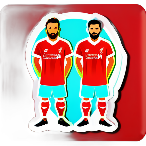 Three men wearing Liverpool all in red football kits sticker