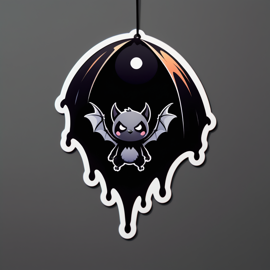 Schwarze Fledermaus hängt in einer Höhle sticker