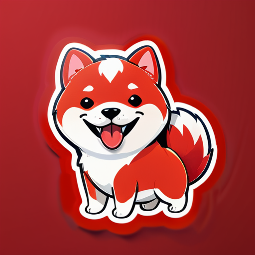 Um adorável Shiba Inu vermelho em estilo de desenho animado, sorrindo, com a língua para fora, usando uma placa com a inscrição 'dezessete' sticker