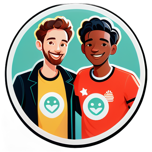 create a sticker for 3 strangers coming together for a venture
 sticker