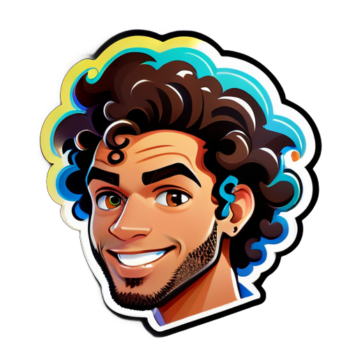 electronics,business and entrepreneur intrested guy with curly hair sticker