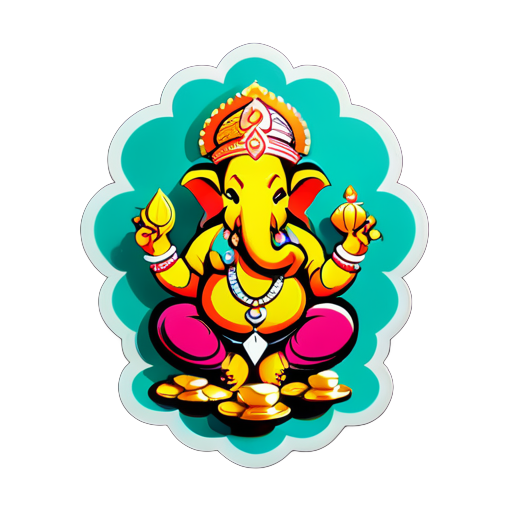 Lord Ganesha with more Money sticker