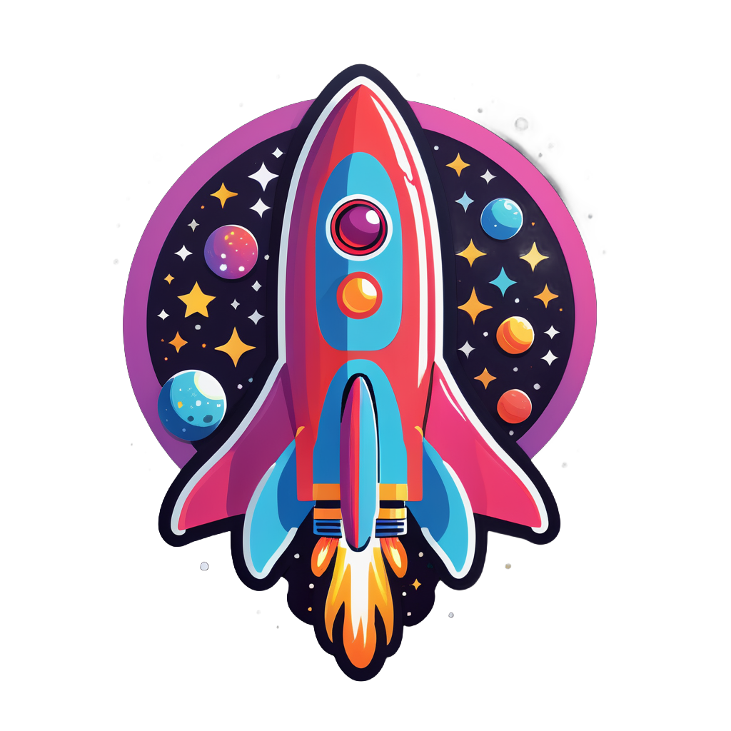 Cosmic Rocket Ship sticker