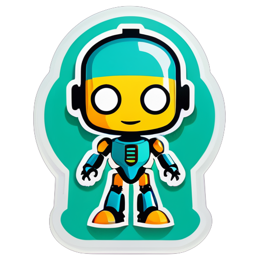 Fais un robot qui travaille sur quelque chose, ajoute de l'humanisation sticker