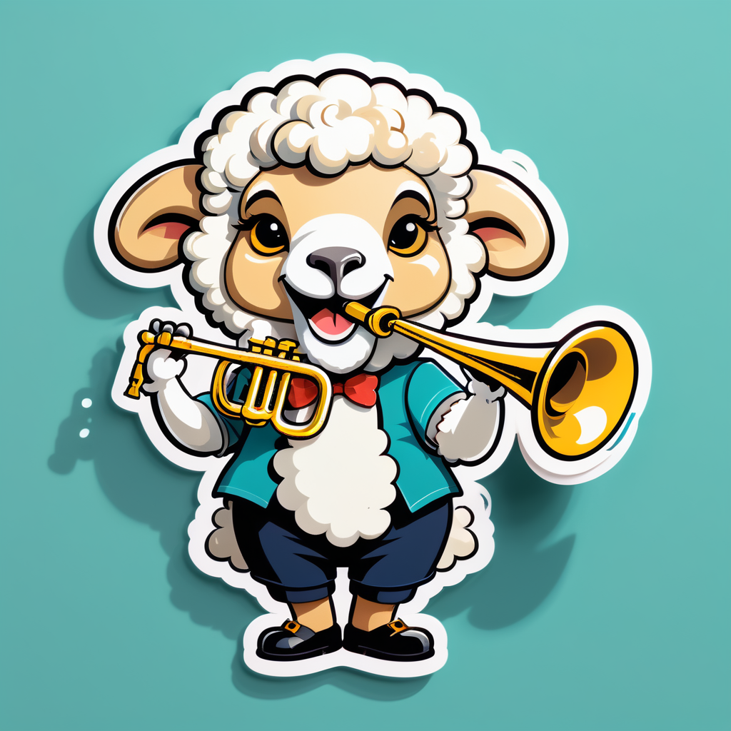 Swing Sheep with Trumpet sticker