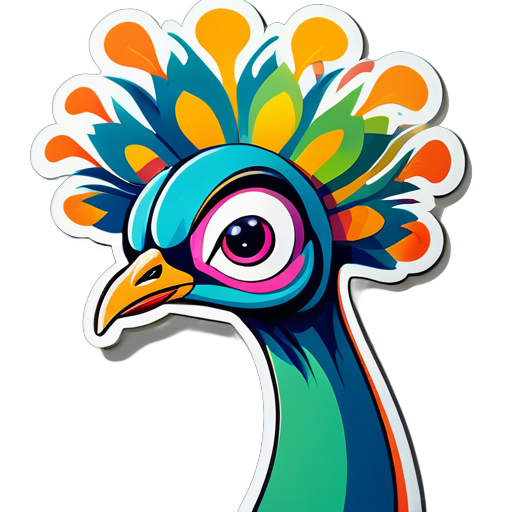 This Is An Illustration Of Cartoon Portrait Funny Nursery Schetch Drawn Tall Thin Funny peacock Like Creature sticker