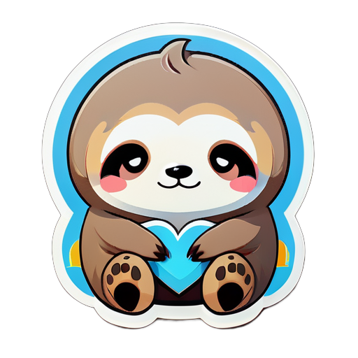 Sad chibi sloth with final heart cloud coming out of Sticker sticker