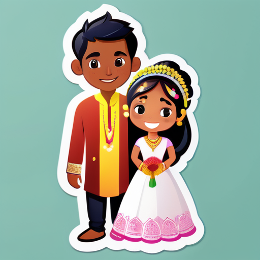 Myanmar girl named Thinzar in getting married with Indian guy with Indian ritual sticker