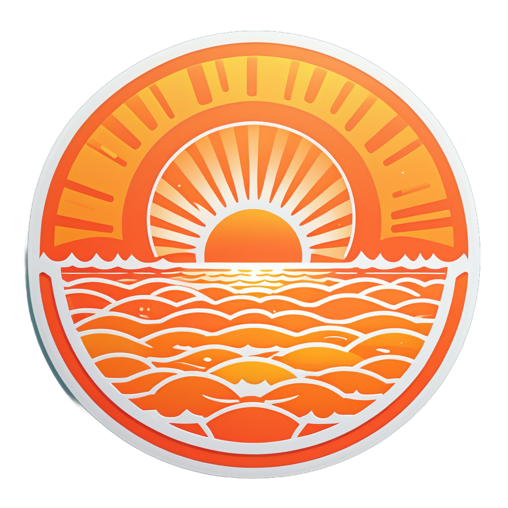 Orange Sun Setting Over the Ocean sticker