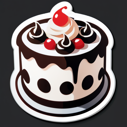 black forest cute cake sticker