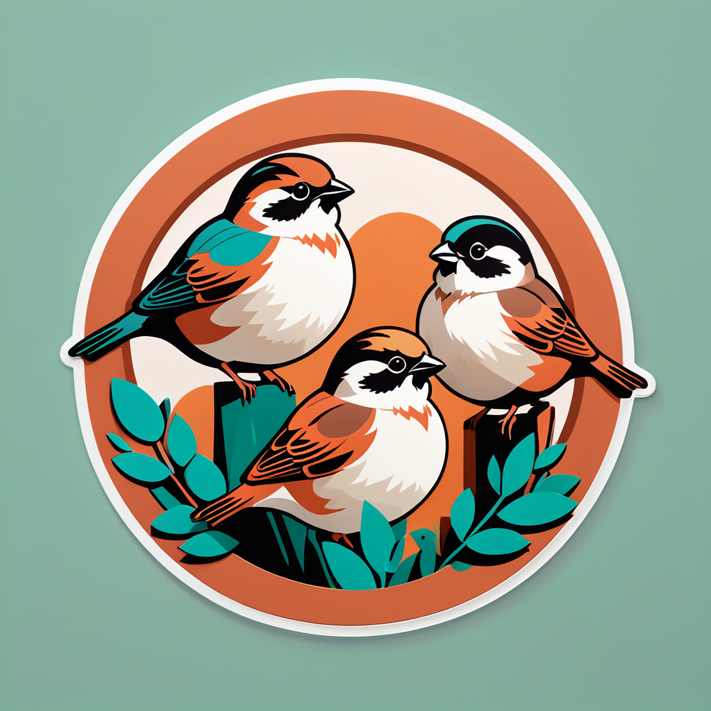 Rotund Terra Cotta Sparrows sticker