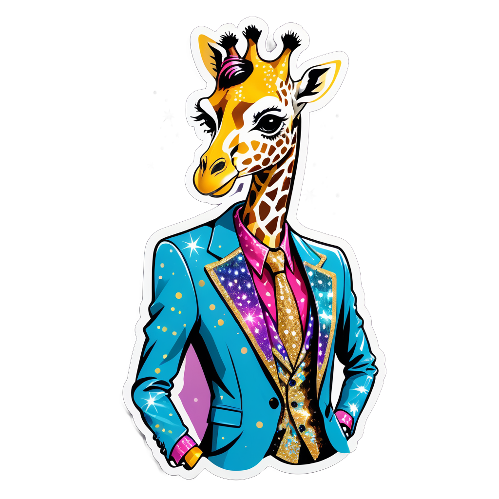 Glam Giraffe with Sparkly Suit sticker