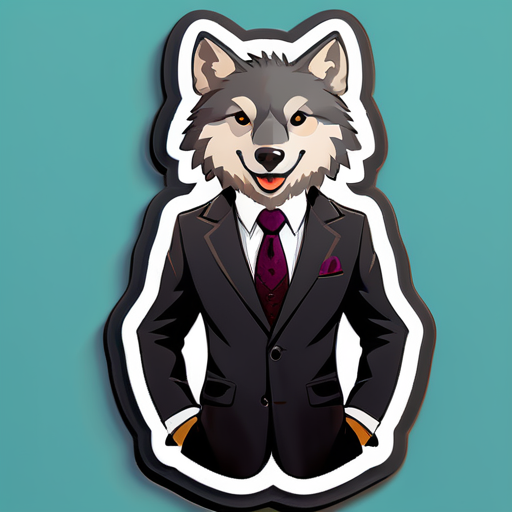 Lobo amigable con traje formal  sticker