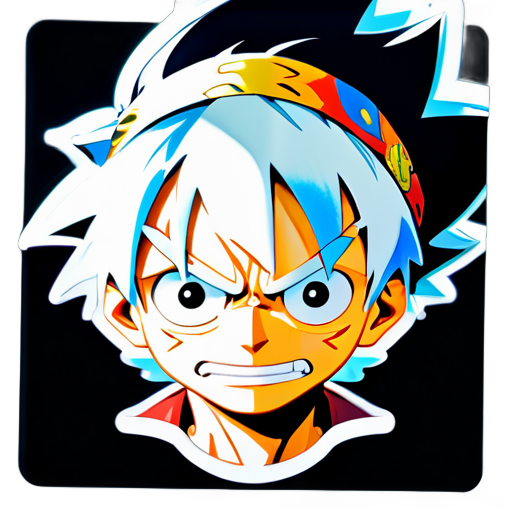 Portrait de Luffy aux cheveux blancs sticker