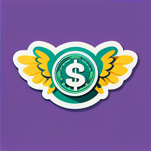 dollar bill with wings sticker