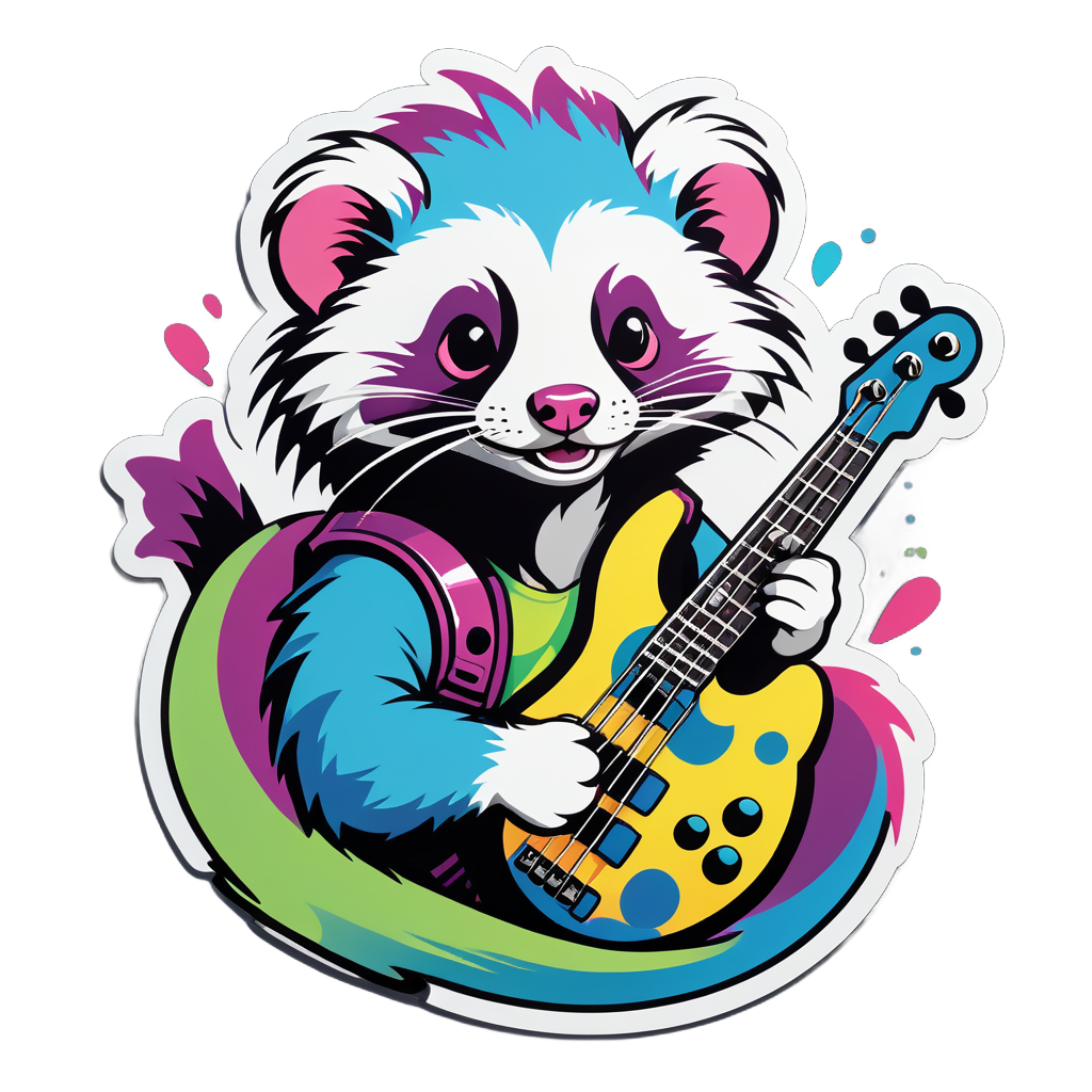 Funky Ferret with Bass sticker