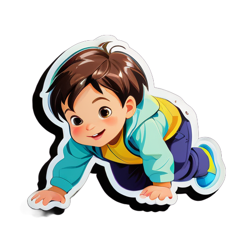 Illustration of a child crawling sticker