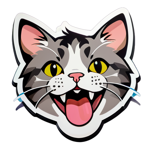 Sticker de un gato sacando la lengua sticker