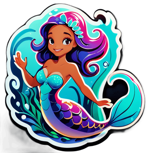 A whimsical mermaid underwater sticker