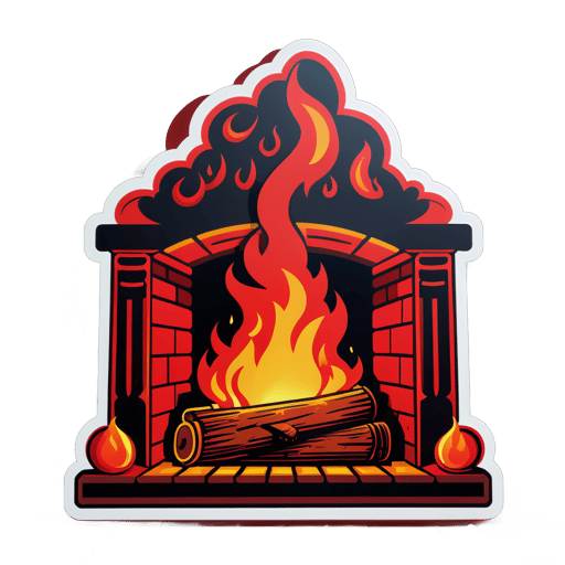 赤い炎が暖炉でパチパチと燃えている sticker