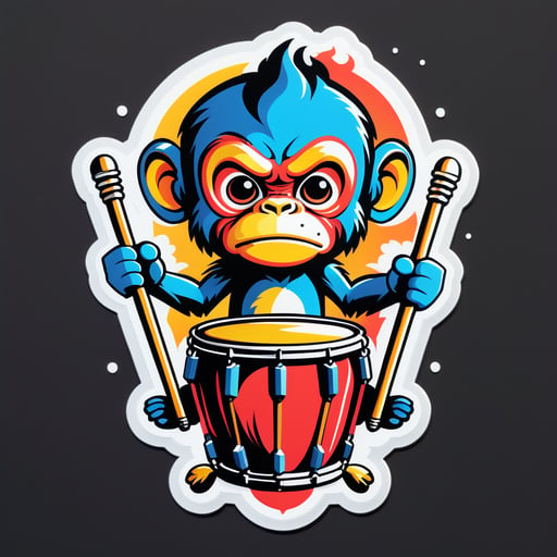 Metal Monkey with Drumsticks sticker