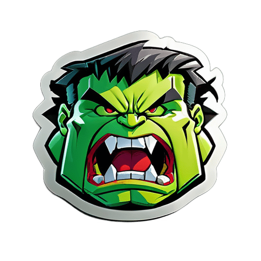 Hulk en colère qui perce un mur, style 3D sticker