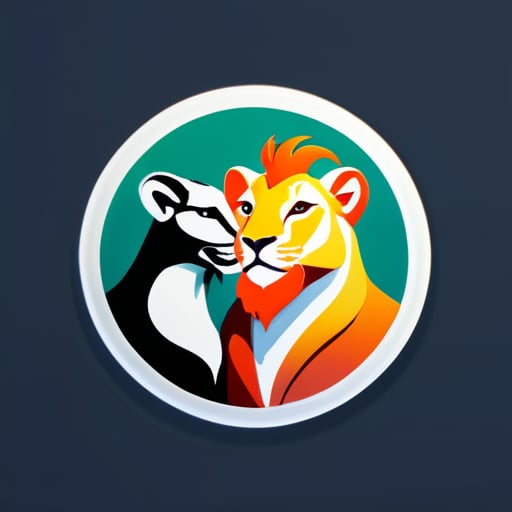 가젤과 사자에 대한 사랑을 표현하는 사진을 찍어보세요. sticker