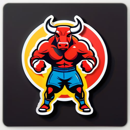 The powerful boxing bull sticker