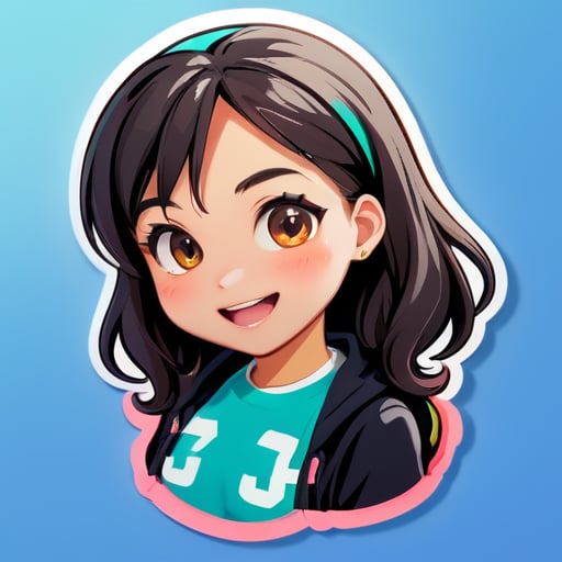 adesivo de garota do ensino médio para aplicativo social onde ela está animada com um anúncio sticker