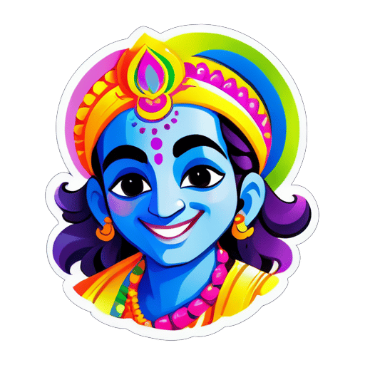 make a holi picture with krishna sticker