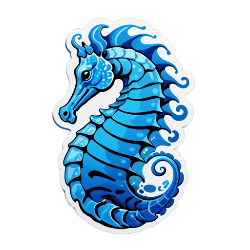 Blue Seahorse Floating in the Sea sticker