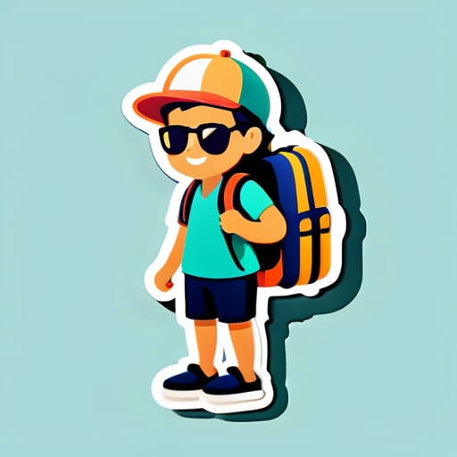 notion style, a traveler on a vacation  sticker