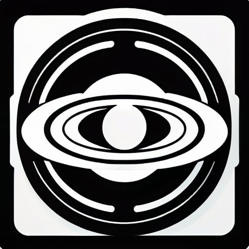 Saturn no estilo Nintendo, símbolos de formas redondas e quadradas, apenas, cor preta e branca sticker