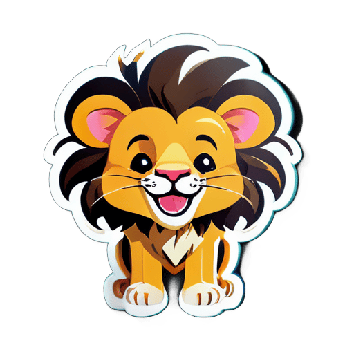 lion with cute smile sticker