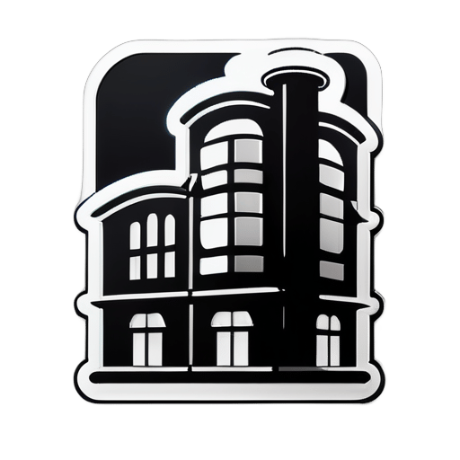 factory
, cartooned style, side view,  black and white sticker