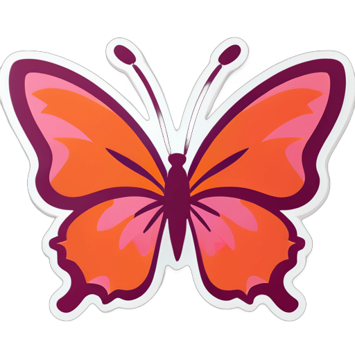papillon monarque rose et orange sticker