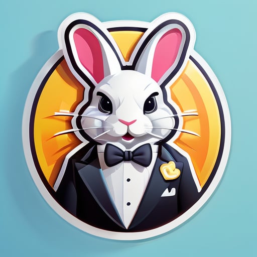 一个穿着燕尾服的兔子作为标志。3D 图片 sticker