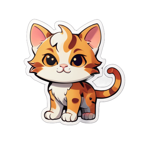 Calm full body kitten with bull-like nostrils and steam coming out of them sticker