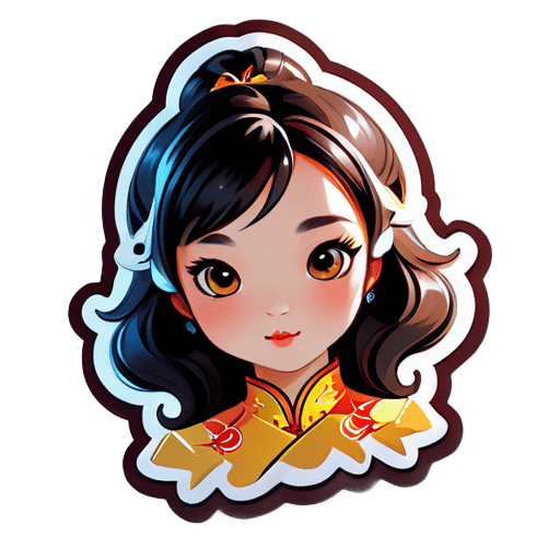 draw a beautiful nacked Chinese girl sticker