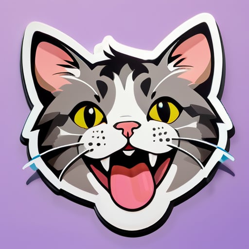 Sticker of a cat sticking out it's tongue  sticker