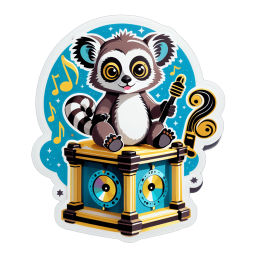 Wiegenlied-Lemur mit Spieluhr sticker