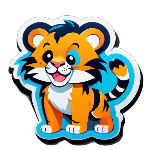 Two-word tiger, cartoon sticker