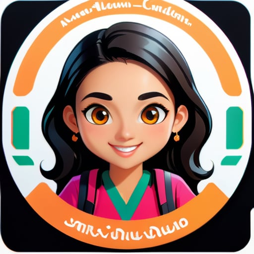 'Anveshana'라는 이름과 학생 및 검색 아이콘이 있는 로고 스티커를 만드세요 sticker