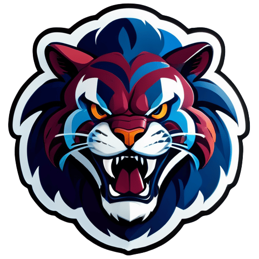 足球隊的隊徽是老虎和風暴，隊伍的顏色是酒紅色和藍色 sticker