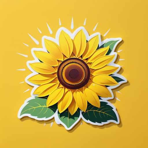 向陽轉向的黃色向日葵 sticker