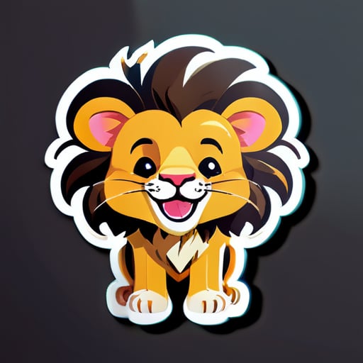 lion with cute smile sticker