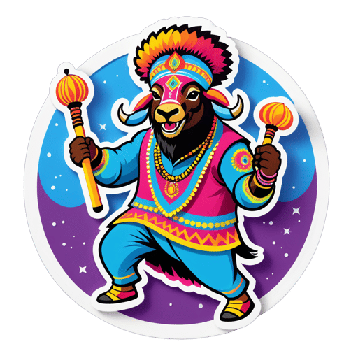 Bhangra Bison with Dhol sticker