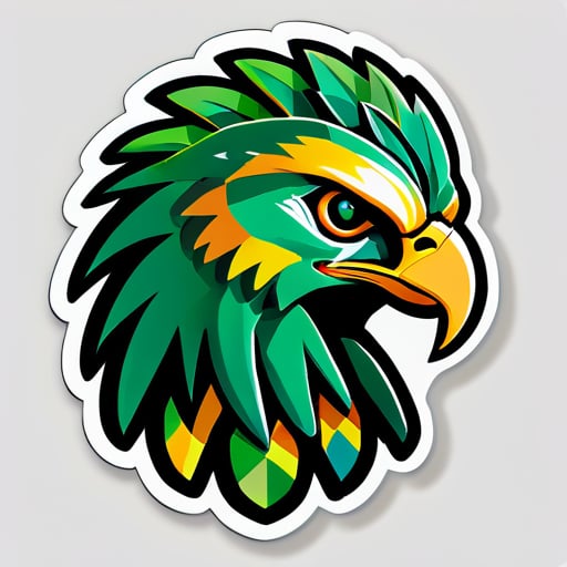 tạo logo game của một con đại bàng màu xanh lá cây và họa tiết châu Phi sticker
