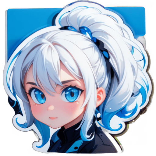 Five Wus with blue transparent eyes and white hair sticker